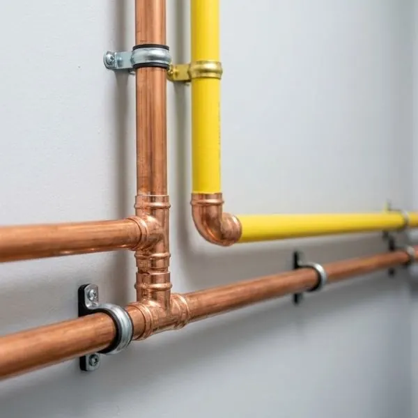 Professionally repaired and secure residential gas line piping.