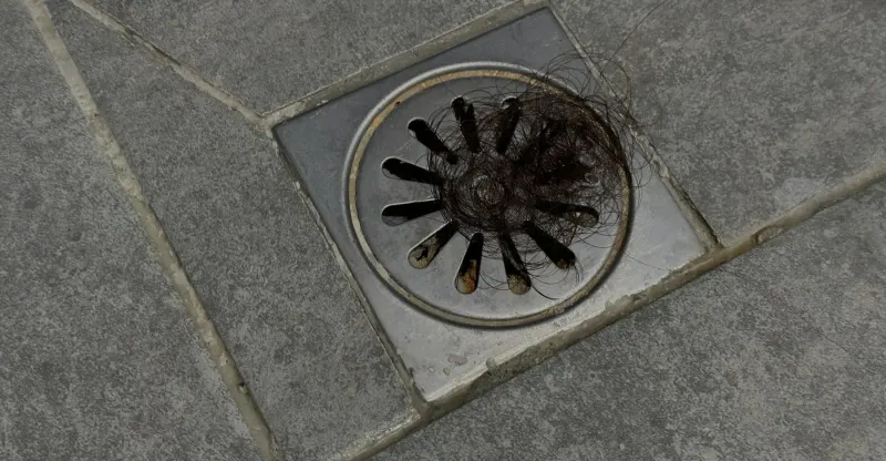 clogged drain with hair