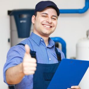 A plumber giving a thumbs up