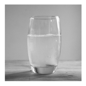 A clear glass of water