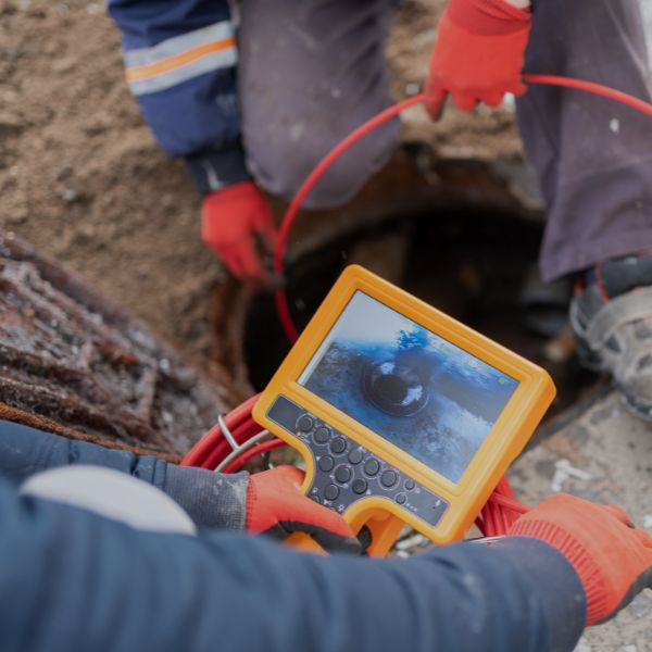 viewing sewer through camera monitor