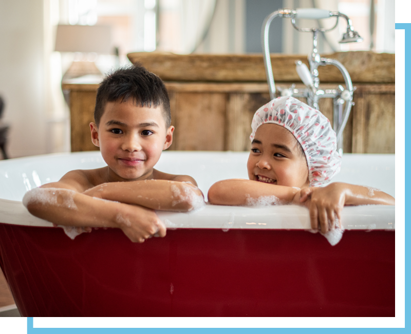 Kids in a bubble bath