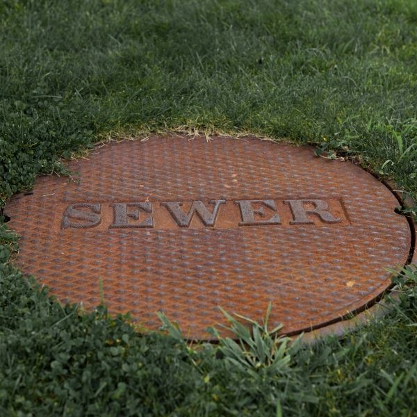 Sewer line manhole cover.