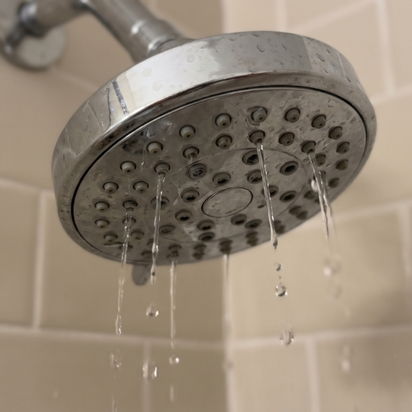 water trickling weakly from a showerhead