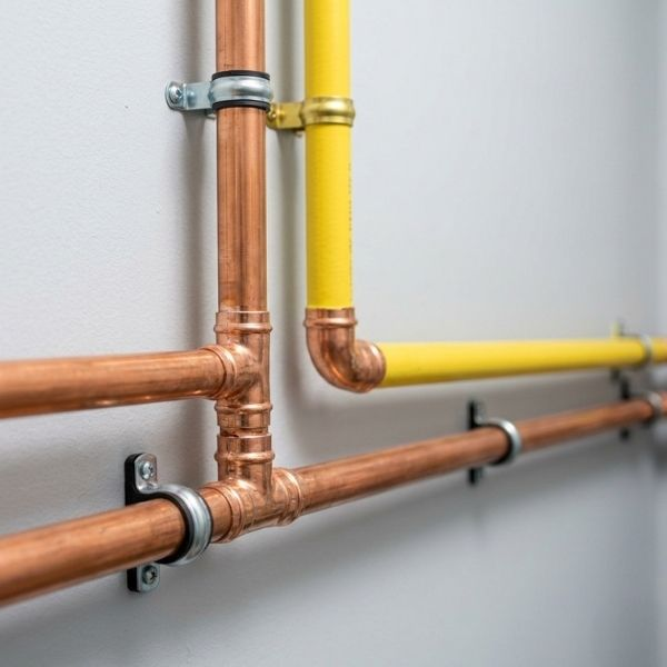 Professionally repaired and secure residential gas line piping.